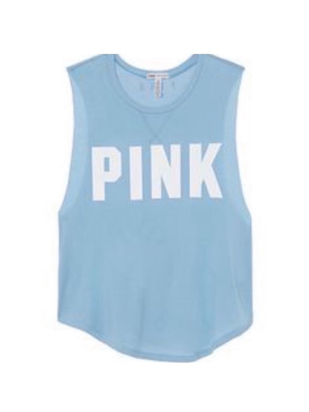 Victoria’s Secret VS PINK Super Soft Blue & White Cropped Tank w/ Low Cut Sides